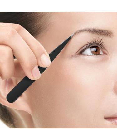 Precision Tweezers Kit - 4-Piece Professional Set for Eyebrow Grooming and Hair Removal with Case & Mirror - Slant, Pointed, Curved, and Flat Tips - Black - Buy Online on GoSupps.com