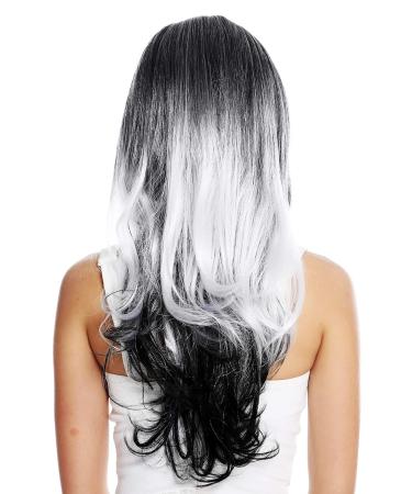WIG ME UP ZM-1830 Ombre Balayage Long Ladies Wig - Stylish Black White & Grey Middle Parting Hairpiece for International Shipping - Buy Online on GoSupps.com