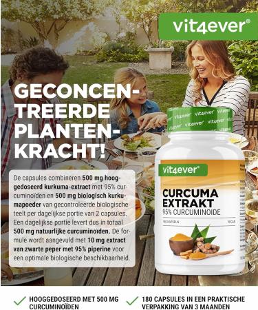 VitaminVersand24 DE Curcuma extract 180 capsules Highly dosed with 500 mg curcumin per daily portion With 90 curcumin content Without unwanted additives vegan 98 Curcuminoid - Buy Online on GoSupps.com