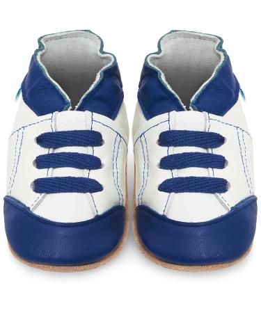 Baby Shoes with Soft Sole - Baby Girl Shoes - Baby Boy Shoes - Leather Toddler Shoes - Baby Walking Shoes 6-12 Months White and Blue Trainers