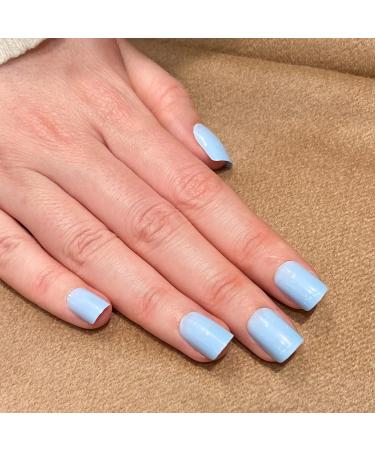 Novo Ovo Light Blue Press-On Nails | Short Angular Oval Fake Nails | Monochrome Artificial Fingernails | International Shipping Available - Buy Online on GoSupps.com