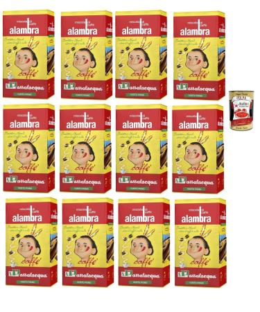 Passalacqua caff Alambra macinato Caff Macinato caffe' italiano Caff Macinato Italian Caf moulu convient pour cafeti re Moka Lot de 12x 250g + Italian Gourmet polpa 400g