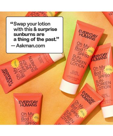 Everyday Humans Oh My Bod! SPF 50 Face & Body Sunscreen Lotion 3.4 oz | Sport Sunblock | Water Resistant | Oxybenzone & Octinoxate Free - Buy Online on GoSupps.com