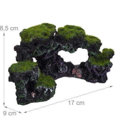 Relaxdays Aquarium Decoration Stone - Natural Look Rock Cave Hiding Place 8.5x17cm Black-Green Aquarium Accessory - Buy Online on GoSupps.com