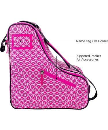 Thorza Pink Roller Skate Bag for Girls - 3 Zippered Pockets - Inline, Quad, Ice Skates - Carry Handle and Shoulder Strap - Skating Accessories Storage - Buy Online on GoSupps.com