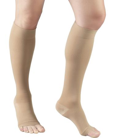 Truform 18 mmHg Surgical Stockings - Knee High Compression for Men & Women - Open Toe Beige Small (Pack of 2) | International Shipping Available - Buy Online on GoSupps.com