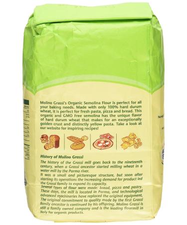 Molino Grassi Organic Italian Semolina Flour - 35.2 oz | High-Quality Durum Wheat Semolina for Authentic Italian Dishes - Buy Online on GoSupps.com