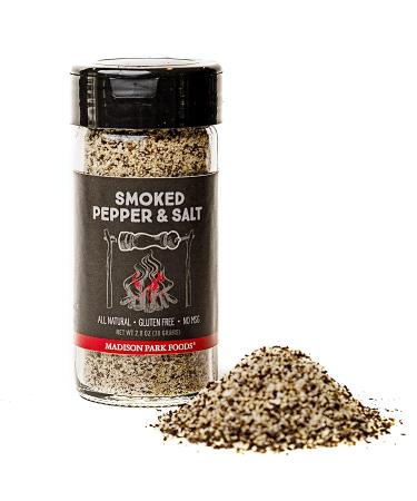 Hickory Smoked Butcher Ground Tellicherry Peppercorns - Gourmet Sea Salt Seasoning by Madison Park Foods | 2.8 oz Recycled Glass Spice Jar - Buy Online on GoSupps.com