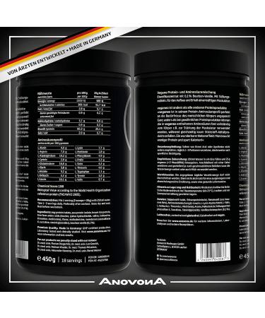 Anovona Vegan Protein Powder - Bourbon Vanilla 450g | EAAs & BCAAs | Sugar & Lactose-Free | Made in Germany - Pea Rice & Soy Isolate - Buy Online on GoSupps.com
