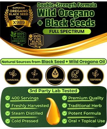 Oil Of Oregano With Black Seed Oil - 400 Servings 2 in 1 Wild Oregano Oil with Black Seed Oil Drops Organic Supplement Alternative to Oregano and Black Seed oil Gel Capsules Non-GMO Vegan Oregano Black Seed 2 Fl Oz (Pa  - Buy Online on GoSupps.com