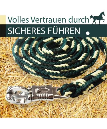 High-Quality 2m Lead Rope Horse Tie Rope with Panic Hook - Available in Dark Green Black and Cream | International Shipping - Buy Online on GoSupps.com