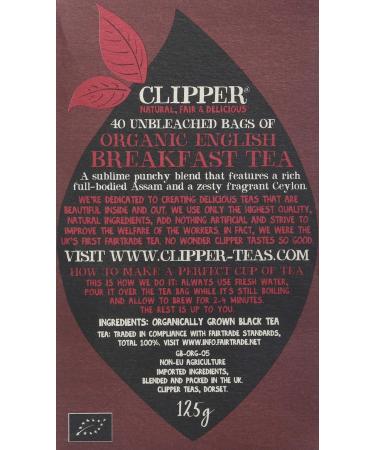 Clipper Fairtrade Organic English Breakfast Tea - 6 x 125g | Specialty Blend - Buy Online on GoSupps.com