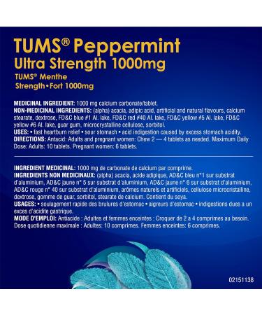 Tums Ultra Strength Antacid for Heartburn Relief Peppermint 160 Count - Buy Online on GoSupps.com