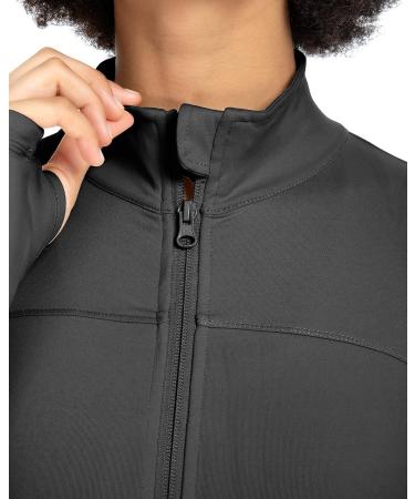 Queenieke Women's Long Sleeve Running Jacket - Light Breathable & Stylish Full Zip Sports Jacket with Pockets for Fitness & Yoga - Meteorite Gray XS - Buy Online on GoSupps.com
