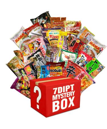 7DIPT Mystery Asian Instant Ramen Variety Bundle w/ Fortune Cookie & Chopsticks - (15 Pack Assorted, each different)