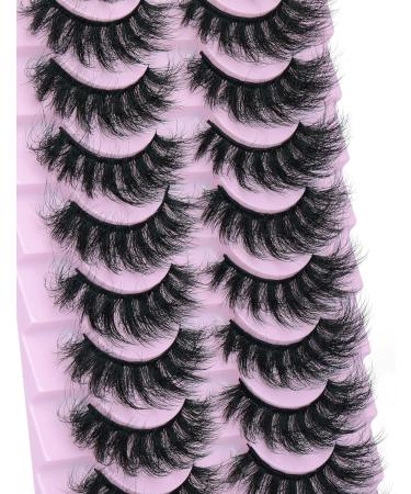 20MM Fluffy Wispy Mink Eyelashes - Thick Volume Strip Lashes (10 Pairs) | Dramatic & Curly False Lashes - Buy Online on GoSupps.com