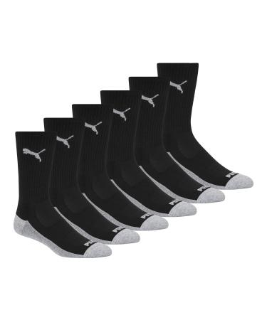 PUMA mens 6 Pack Crew Socks 10-13 Black/Gray