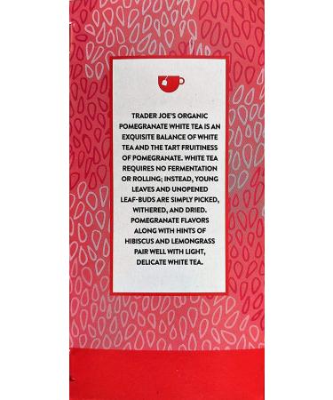 Trader Joe's Pomegranate White Tea - 80 Tea Bags (20 Bags x 4 Pack) - Buy Online on GoSupps.com