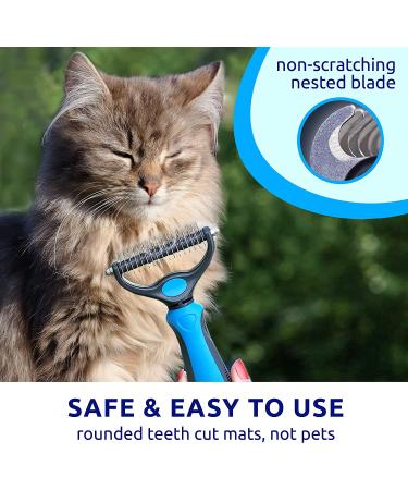 Pat Your Pet Deshedding Brush - Double-Sided Undercoat Rake for Dogs & Cats - Shedding Comb and Dematting Tool - Blue - Buy Online on GoSupps.com