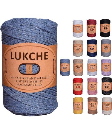 Shiny Macrame Cord 3mm 224 Yards, Cotton and Polyester Blend - Aviator Blue Color for Bags, Wall Hangers, Carpets - Craft Supplies - Buy Online on GoSupps.com