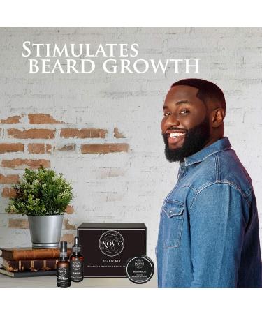 Premium Novio Beard Kit - Beard Oil Balm & Moisturizer for Healthy Facial Hair | International Shipping - Buy Online on GoSupps.com