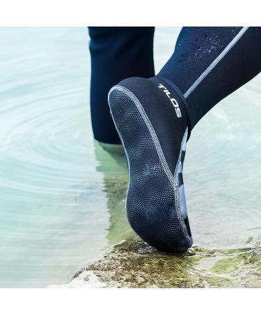 Tilos 3mm Waterproof Neoprene Fin Socks - Gray Large | Ideal for Scuba Diving, Snorkeling, Swimming, Watersports & Hiking - Buy Online on GoSupps.com