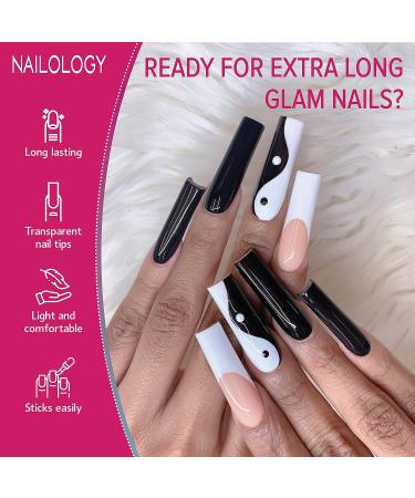 Extra Long Clear Square Nail Tips by Nailology - 360 Piece Acrylic False Nail Extension Tips - Buy Online on GoSupps.com