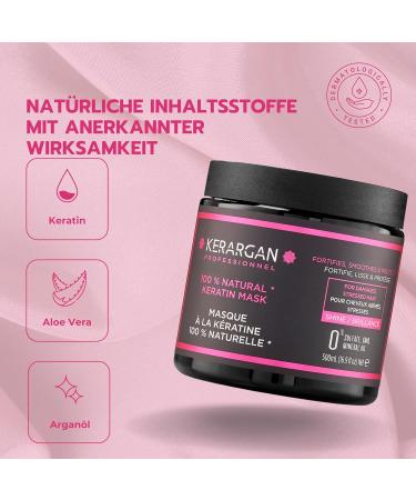 Kerargan Ultra Repairing Keratin Hair Mask - Strengthens Smoothes & Protects Stressed Hair (500ml) - Sulfate Free No GMO Mineral Oil Free - Buy Online on GoSupps.com