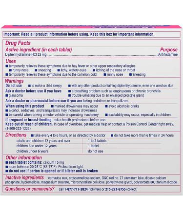 Benadryl Ultratabs Antihistamine Allergy Medicine - 48 ct Diphenhydramine HCl Tablets - Buy Online on GoSupps.com