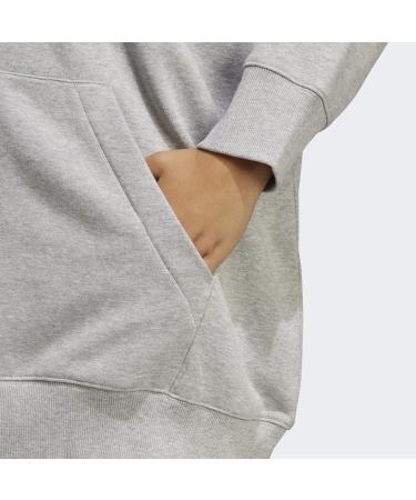 Adidas Women's Essentials Linear Full-Core French Terry Hoodie - Plus Size XL/Large - Medium Gray Heather/White Training Jacket - Buy Online on GoSupps.com