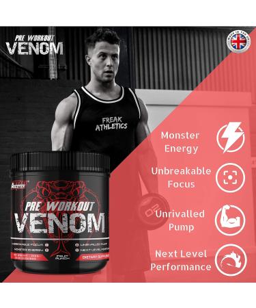 Freak Athletics Pre Workout Venom 'Fruit Punch' 250g - Elite Level Supplement Made in UK - Buy Online on GoSupps.com