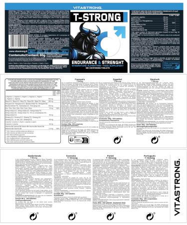 Vitastrong Vitality Complex - 120 G lules T-Strong avec Arginine Taurine Maca Fenugrec Ginseng Ginkgo Zinc Vitamine B6 - nergie Bien- tre Masculin et Soutien la Performance - Buy Online on GoSupps.com