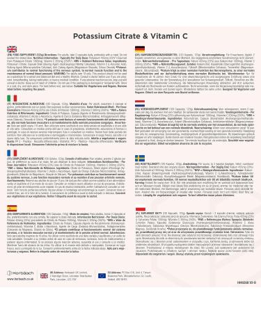Citrate de Potassium avec Vitamine C | 1500mg | 120 Comprim s V gans | D veloppement musculaire et lectrolytes EFSA | Haut Dosage | Compl ment de Potassium | Horbaach - Buy Online on GoSupps.com