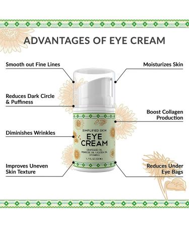 Nourishing Eye Cream for Dark Circles & Puffiness | Organic Jojoba Oil & Vitamin E - Simplified Skin 1.7 oz - Buy Online on GoSupps.com