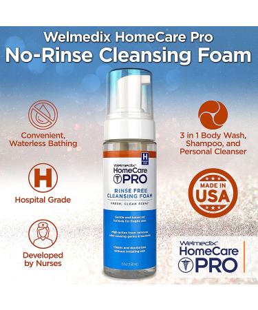 Welmedix Rinse Free Cleansing Foam 3-in-1 Body Wash, Shampoo, and Cleanser - Hospital Grade, Sulfate & Paraben Free - Pack of 3 (5 fl oz each) - Buy Online on GoSupps.com