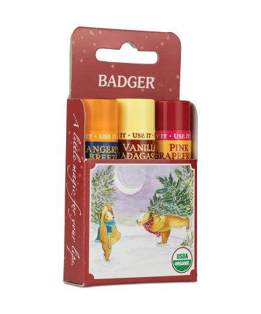 Badger Lip Balm Gift Set - 3 Pack Red Box | Nourishing .15 oz Each - Buy Online on GoSupps.com