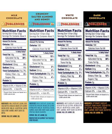 Toblerone Swiss Chocolate Variety Pack - Milk, Dark, White, Salted Caramelized Almond - Easter Chocolate - 3.52oz (12 Pack) - Buy Online on GoSupps.com