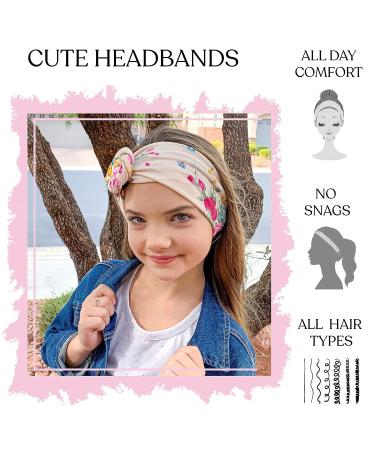 FROG SAC Floral Headbands Set for Girls, Teens, and Women - 4 Stretch Flower Headwraps in Soft Rose Bun Style - Cute and Comfortable Fashion Head Bands - Buy Online on GoSupps.com
