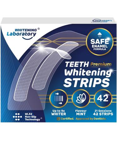 Premium Teeth Whitening Strips - 21 Sessions Peroxide-Free Deep Stain Removal Enamel-Safe Pro Non-Sensitive Formula - Buy Online on GoSupps.com