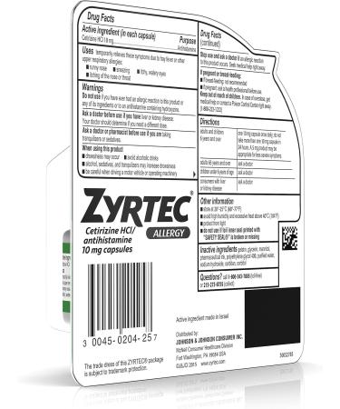Zyrtec 24 HR Indoor/Outdoor Allergy Relief Liquid Gels - 25 ct - Buy Online on GoSupps.com