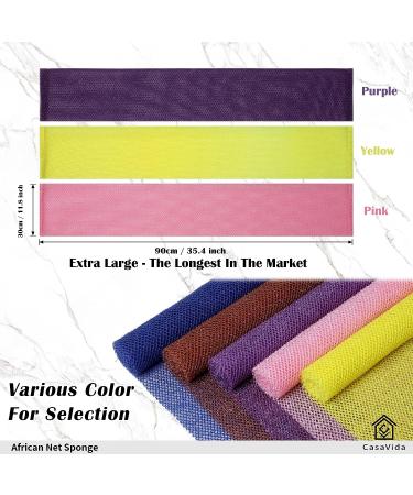 African Net Sponge Exfoliating Washcloth 3 Pack - CasaVida Body Scrubber Set for Shower and Bath in Pink, Yellow, Purple - Buy Online on GoSupps.com