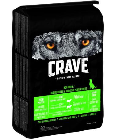 Crave adult dry food with lamb & beef 11.5kg (1 bag) - Premium dog food dry with high protein content and without grain - made with 100 percent natural lamb & beef lamb and beef 11.5 kg (1 Pack)