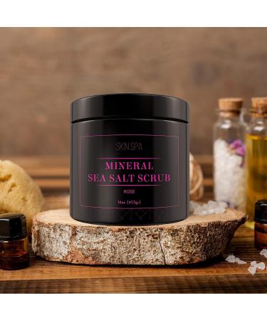 Mineral Sea Salt Scrub - Rose 16oz (453g) | Exfoliating Body Scrub for Glowing Skin - International Shipping Available - Buy Online on GoSupps.com