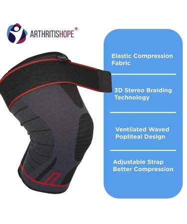 5XL ArthritisHope Strap Knee Compression Sleeve for Knee Pain Relief - Ideal for Running, Weightlifting, Arthritis, Osteoarthritis, Rheumatism, Sports - Men and Women - Pack of 1 - Buy Online on GoSupps.com
