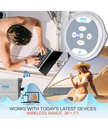 Waterproof Bluetooth Marine Amplifier Receiver - 600W Weatherproof Wireless Amp - Pyle PLMRMBT5S (Silver) - Buy Online on GoSupps.com