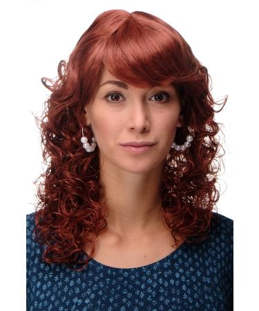 WIG ME UP - Ladies Wig Romantic Red Copper Red Curly Tips Half Length 45 cm MC008-130