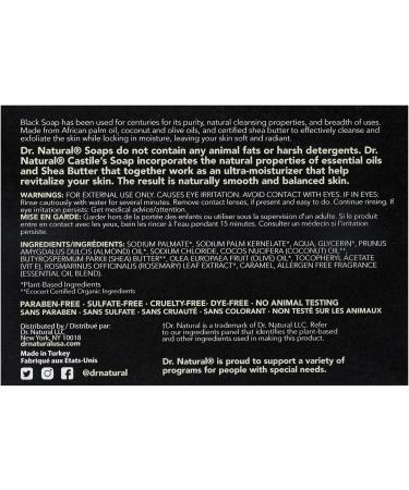 Dr. Natural Black Bar Soap 141 g - Ultra-Moisturizing Natural Soap with Shea Butter - Safe for Family and Pets - Helps Reduce Acne and Blemishes - Organic Bar Soap for Hands Body Wash Laundry - Buy Online on GoSupps.com