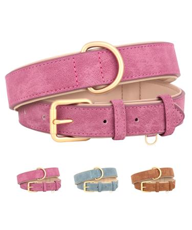 Beirui soft padded leather dog collar for dogs comfortable hard-wearing for small medium-sized and large dogs leather collar with high-quality alloy fittings for daily pink XL XL: neck 41-53 cm width 3 cm pink pink - Buy Online on GoSupps.com