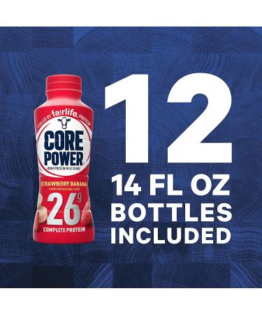 Fairlife Core Power 26g Protein Milk Shakes - Strawberry Banana - 14 Fl Oz (Pack of 12) - Buy Online on GoSupps.com