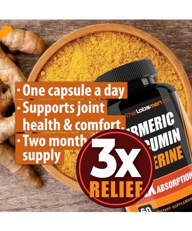 Just One Vegan Turmeric Curcumin Capsule a Day 95% Curcuminoids Turmeric Curcumin 3X Formula with BioPerine Black Pepper Extra Strength Supports Joint Comfort & Healthy Lifestyle 2 Months 60 Count (Pack of 1) - Buy Online on GoSupps.com